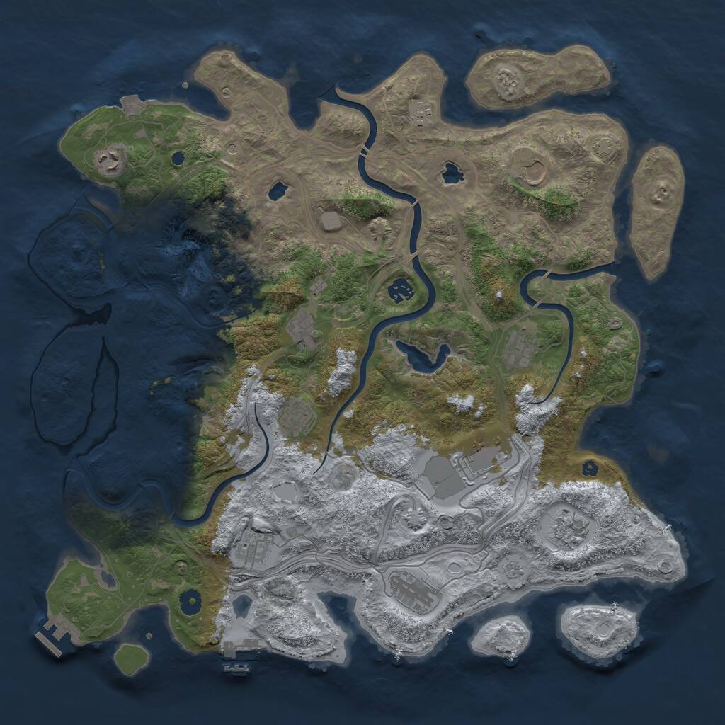 Rust Map: Procedural Map, Size: 4500, Seed: 1583431437, 17 Monuments