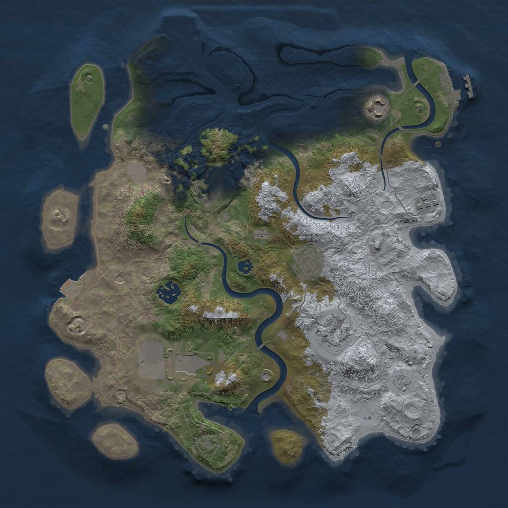 Rust Map: Procedural Map, Size: 3500, Seed: 128428158, 13 Monuments