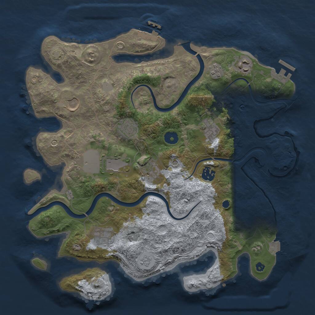 Rust Map: Procedural Map, Size: 3500, Seed: 2165240, 15 Monuments