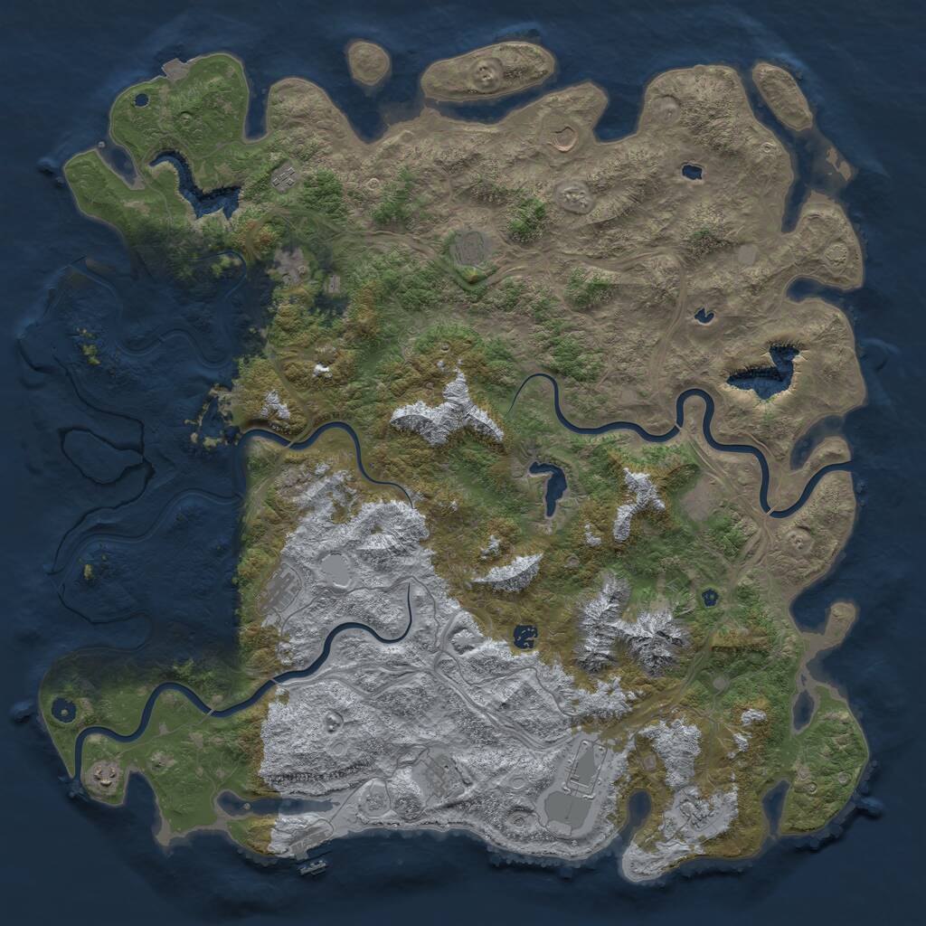 Rust Map: Procedural Map, Size: 5600, Seed: 1490410740, 17 Monuments