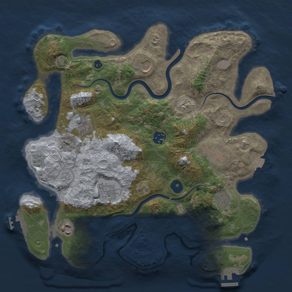 Rust Map: Procedural Map, Size: 3500, Seed: 832842080, 14 Monuments