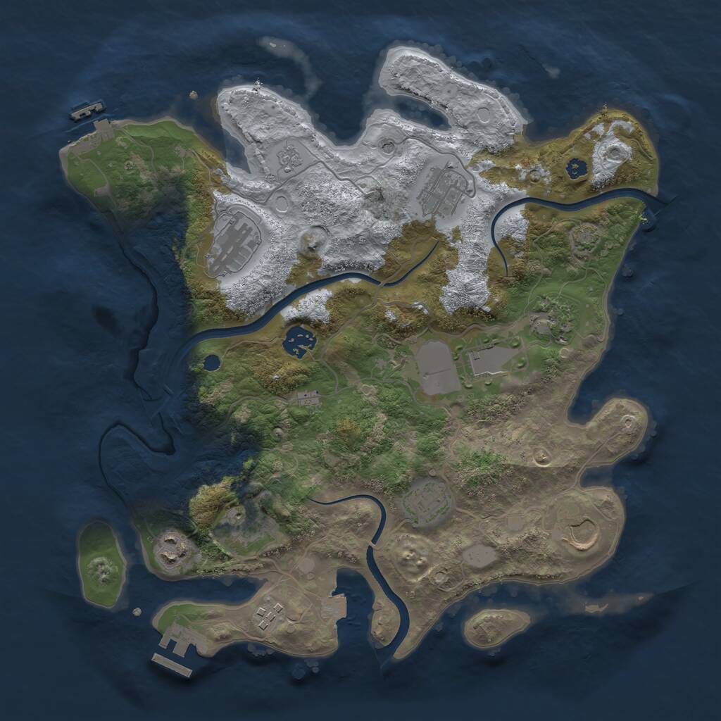 Rust Map: Procedural Map, Size: 3500, Seed: 934892899, 16 Monuments