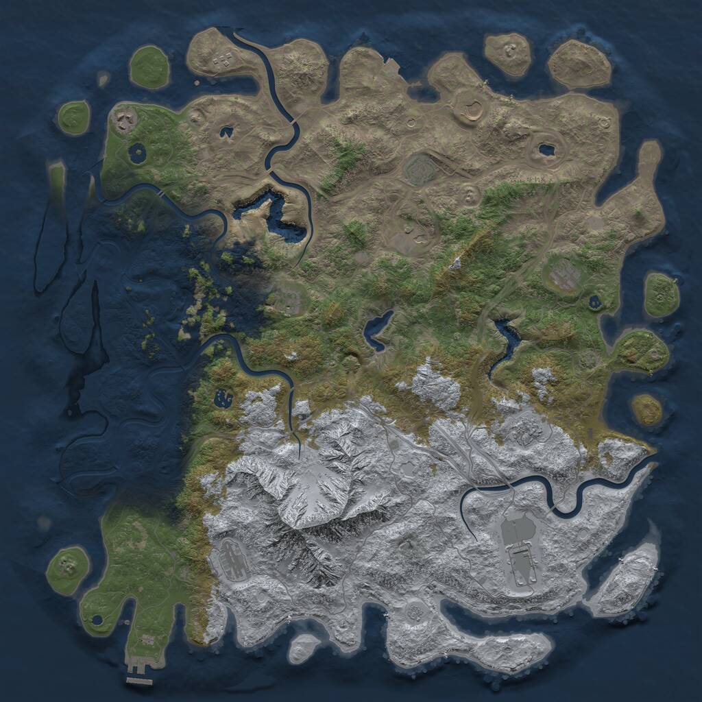 Rust Map: Procedural Map, Size: 5500, Seed: 55000, 16 Monuments