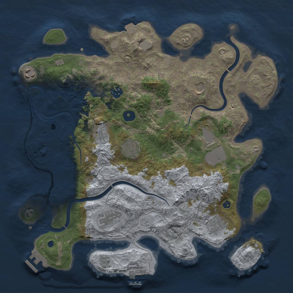 Rust Map: Procedural Map, Size: 3750, Seed: 1124765777, 15 Monuments