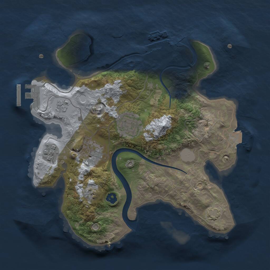 Rust Map: Procedural Map, Size: 2500, Seed: 1932177611, 8 Monuments