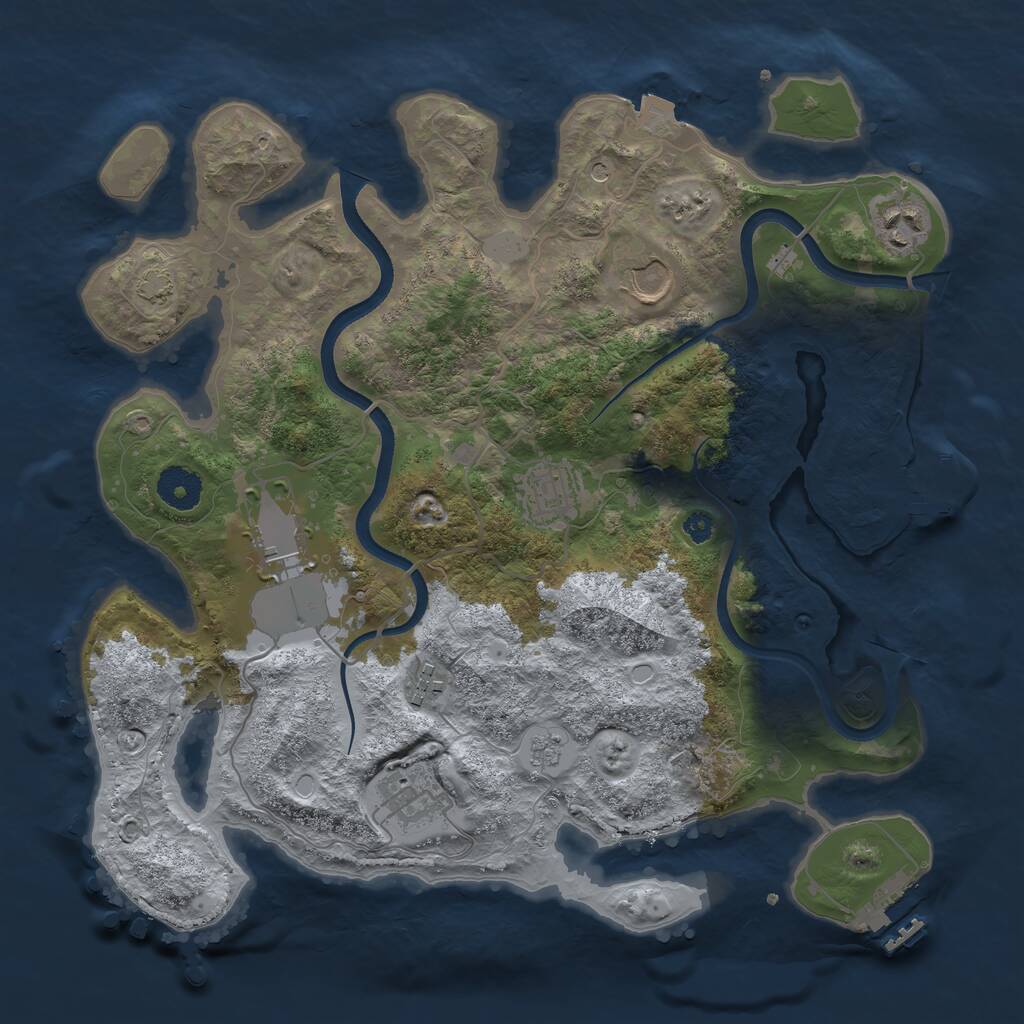 Rust Map: Procedural Map, Size: 3500, Seed: 1066088369, 12 Monuments