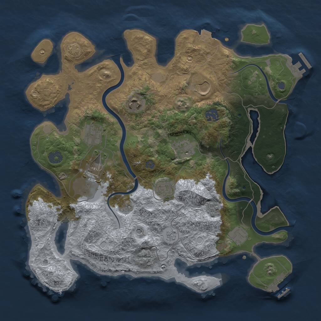 Rust Map: Procedural Map, Size: 3500, Seed: 1066088369, 16 Monuments