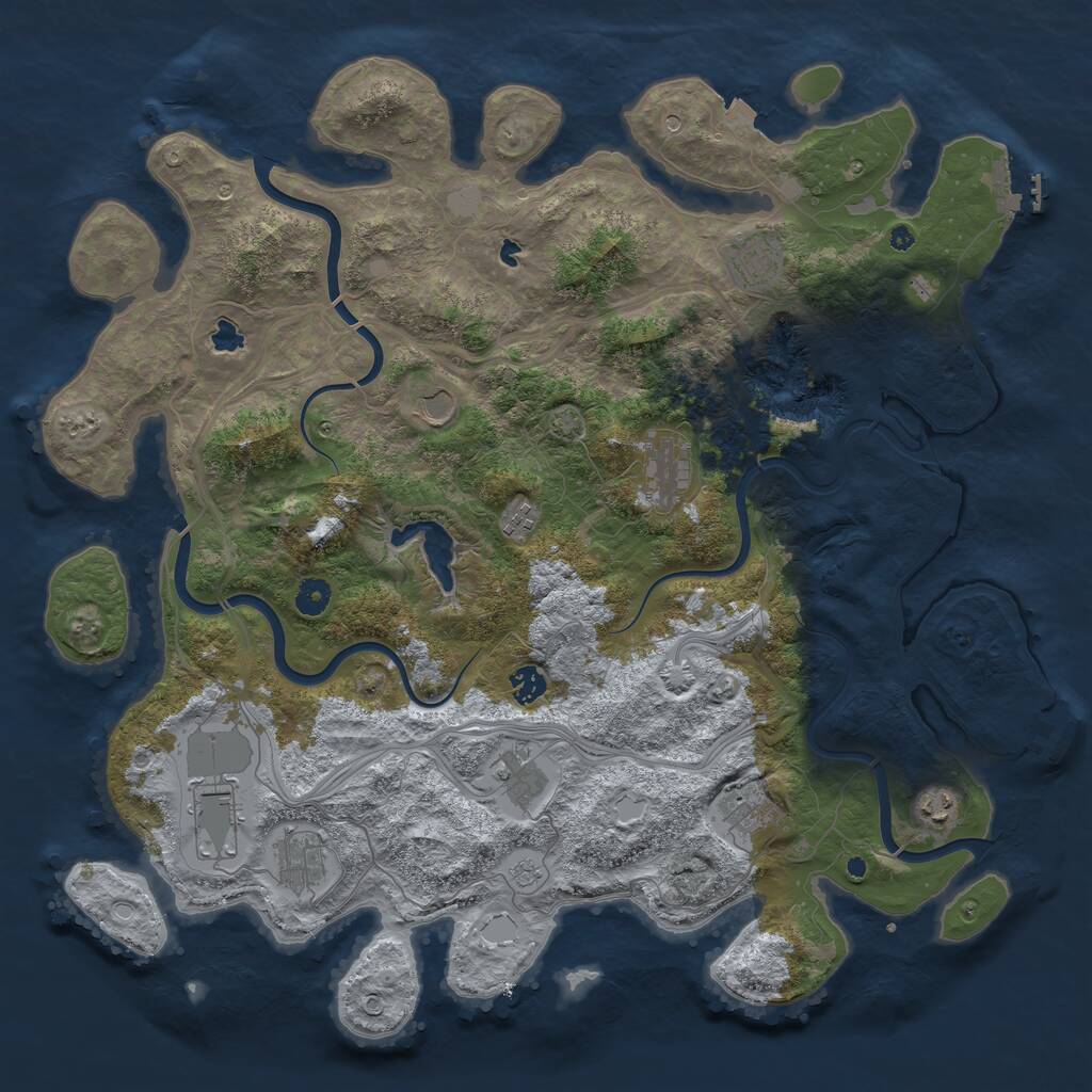 Rust Map: Procedural Map, Size: 4500, Seed: 1304153567, 16 Monuments