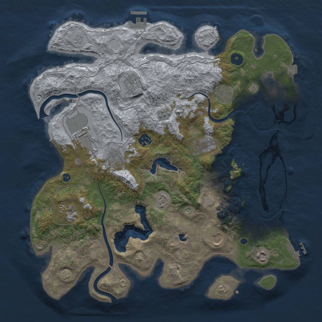 Rust Map: Procedural Map, Size: 4000, Seed: 592410, 16 Monuments