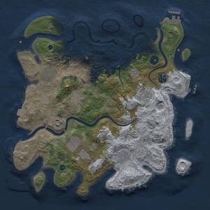 Thumbnail Rust Map: Procedural Map, Size: 3600, Seed: 1741658388, 14 Monuments