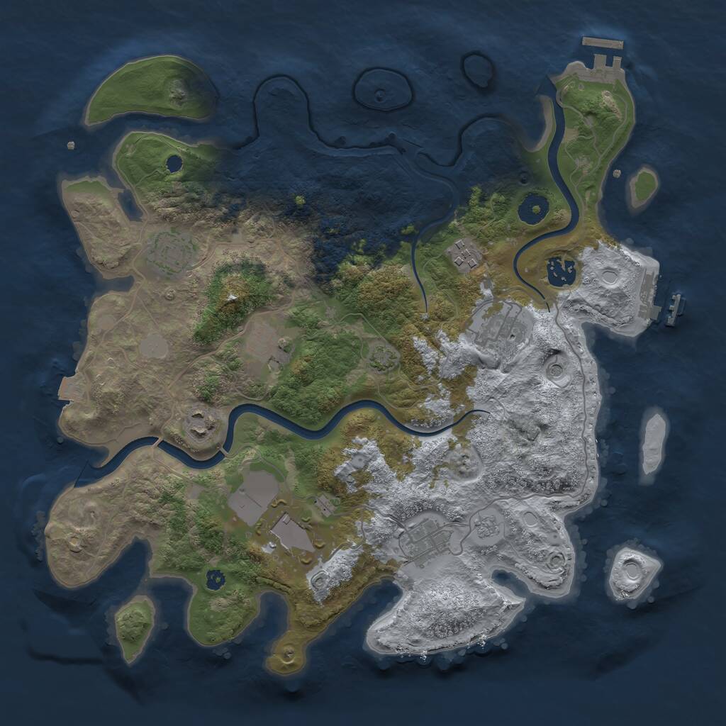 Rust Map: Procedural Map, Size: 3600, Seed: 1741658388, 14 Monuments