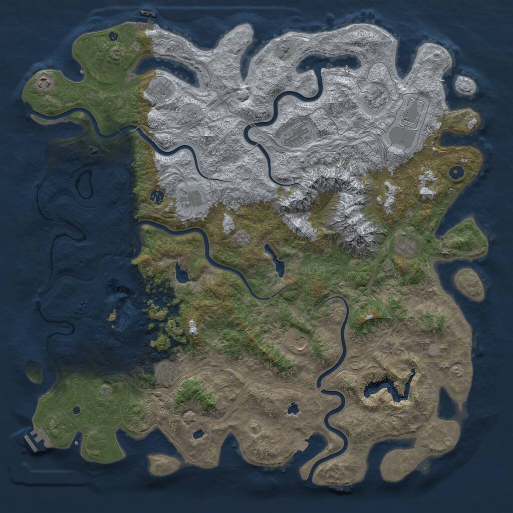 Rust Map: Procedural Map, Size: 5500, Seed: 39753666, 17 Monuments