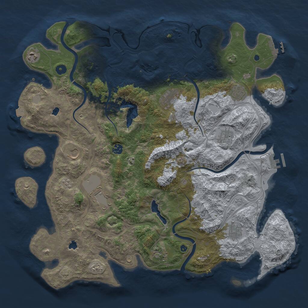 Rust Map: Procedural Map, Size: 4500, Seed: 831103665, 16 Monuments