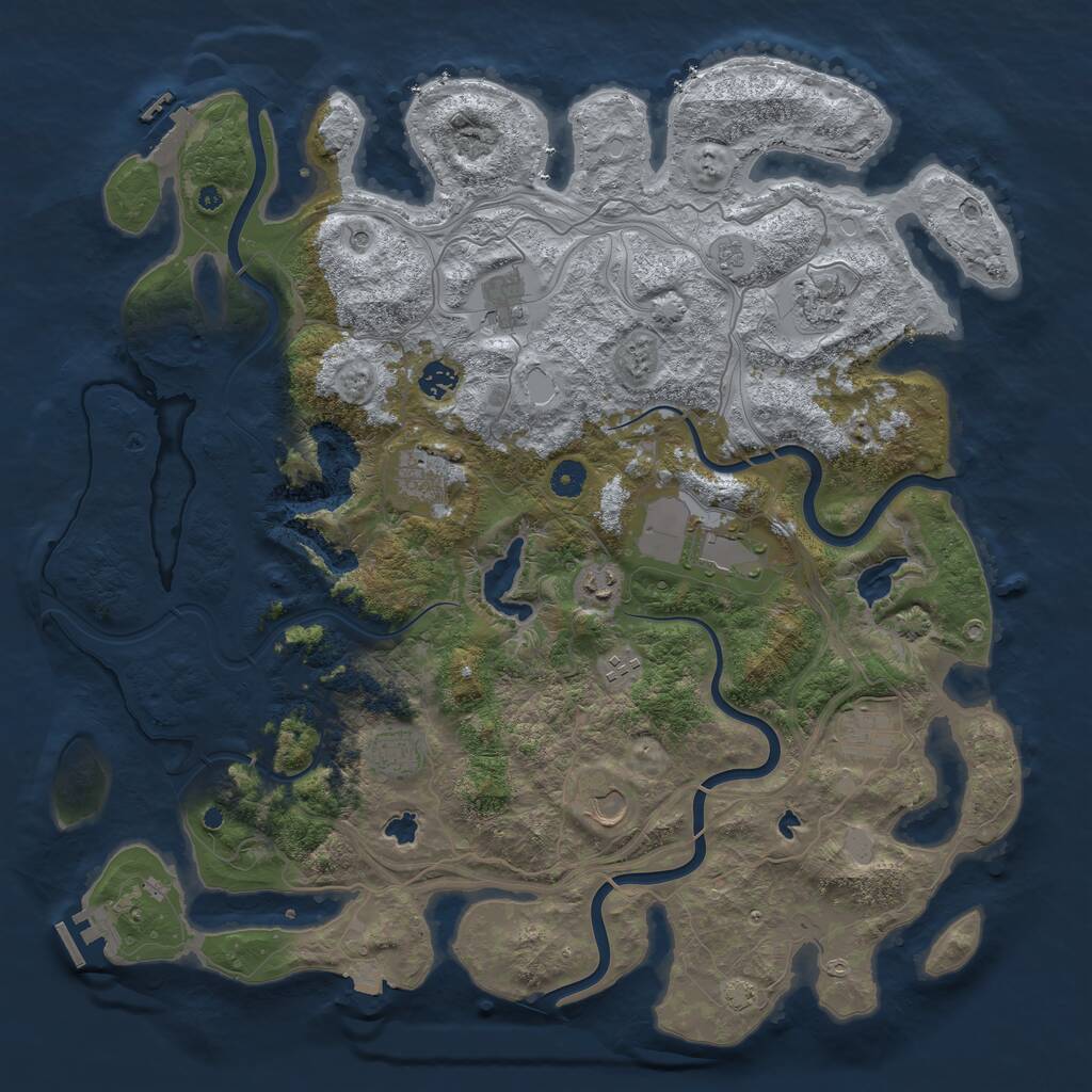 Rust Map: Procedural Map, Size: 4500, Seed: 1368189165, 16 Monuments