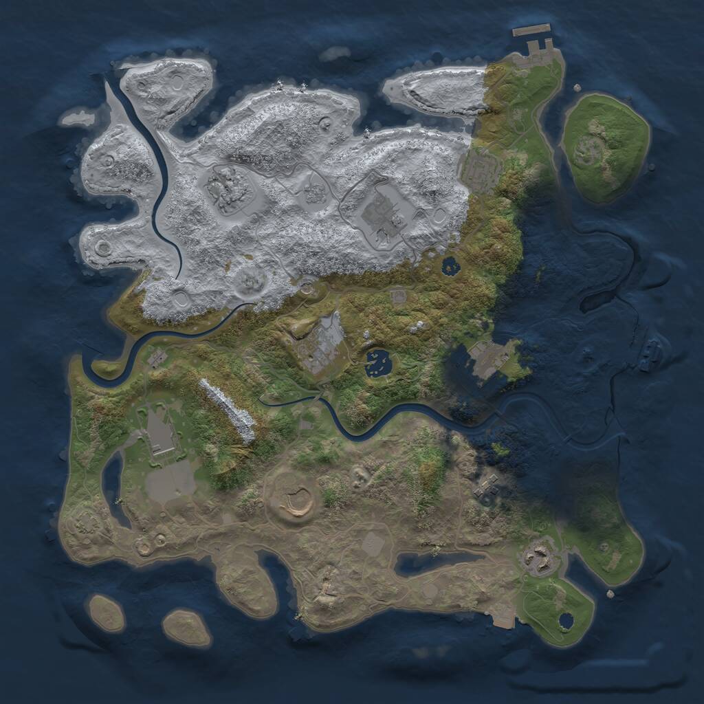 Rust Map: Procedural Map, Size: 3750, Seed: 1696530525, 16 Monuments