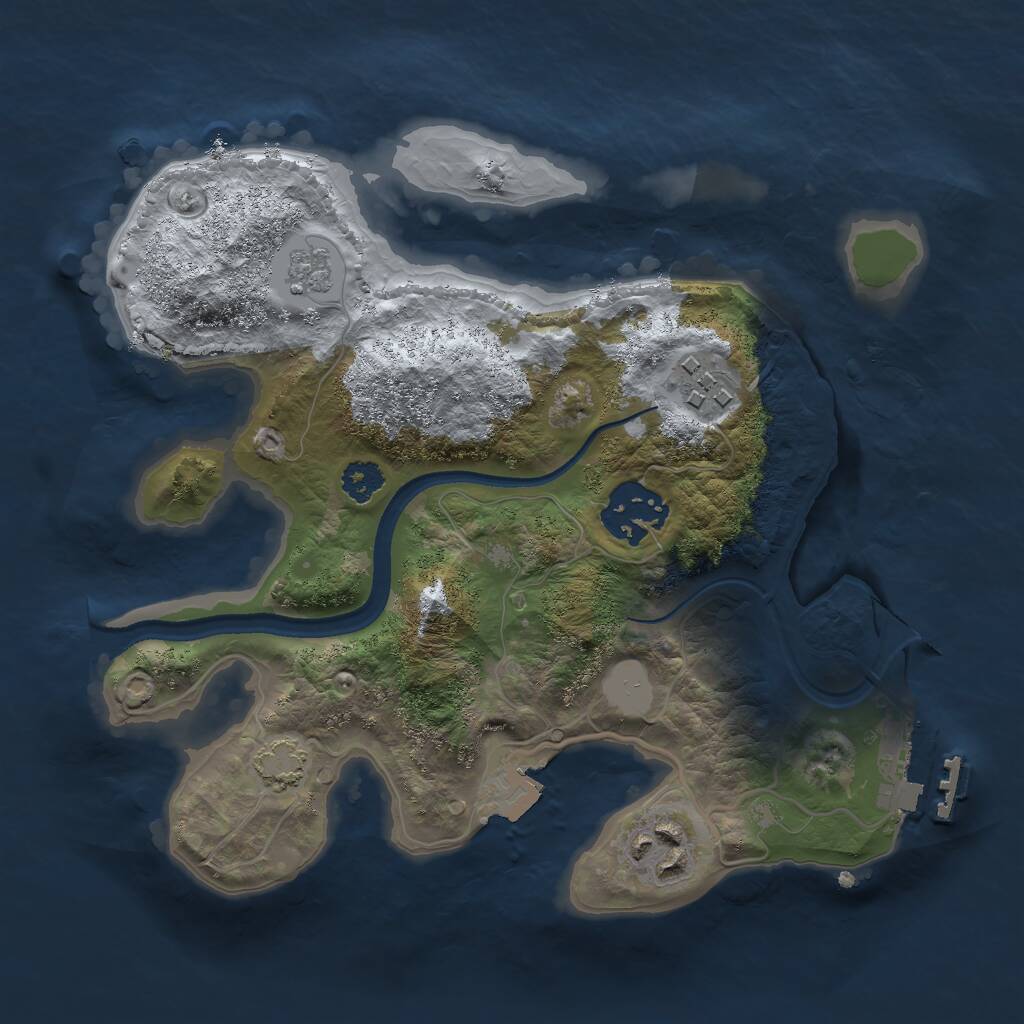 Rust Map: Procedural Map, Size: 2500, Seed: 1297024145, 7 Monuments