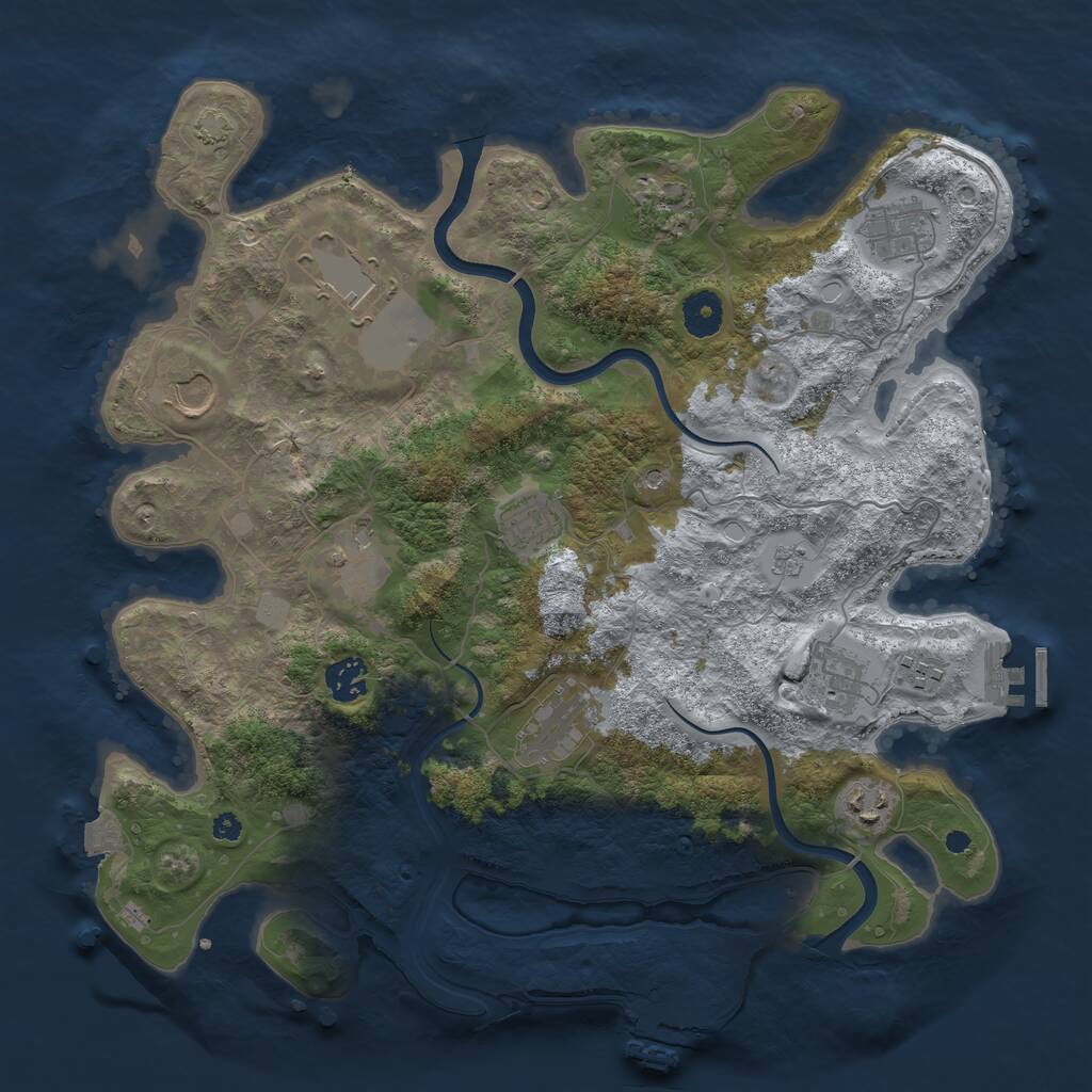 Rust Map: Procedural Map, Size: 3750, Seed: 1887089865, 17 Monuments