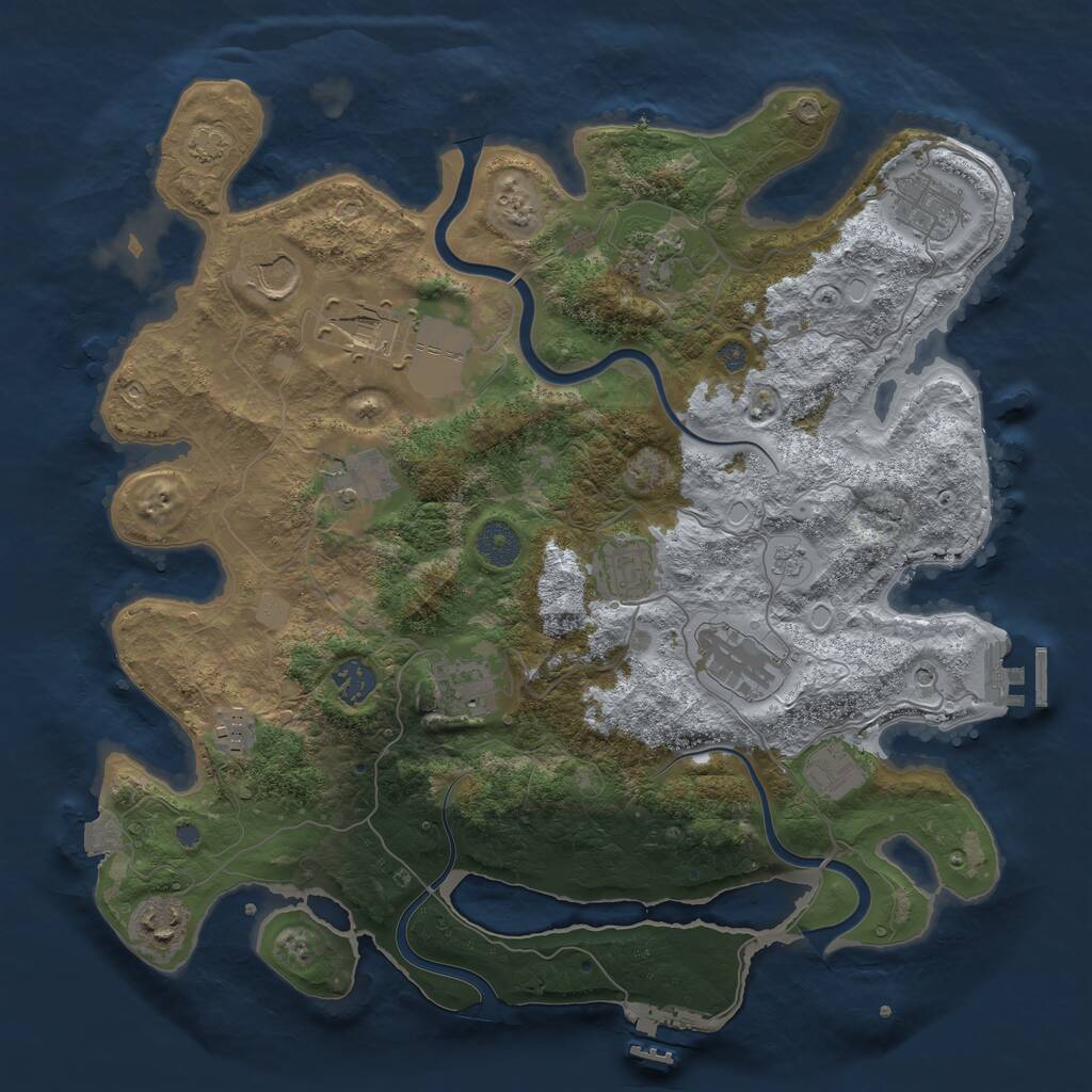 Rust Map: Procedural Map, Size: 3750, Seed: 1887089865, 19 Monuments