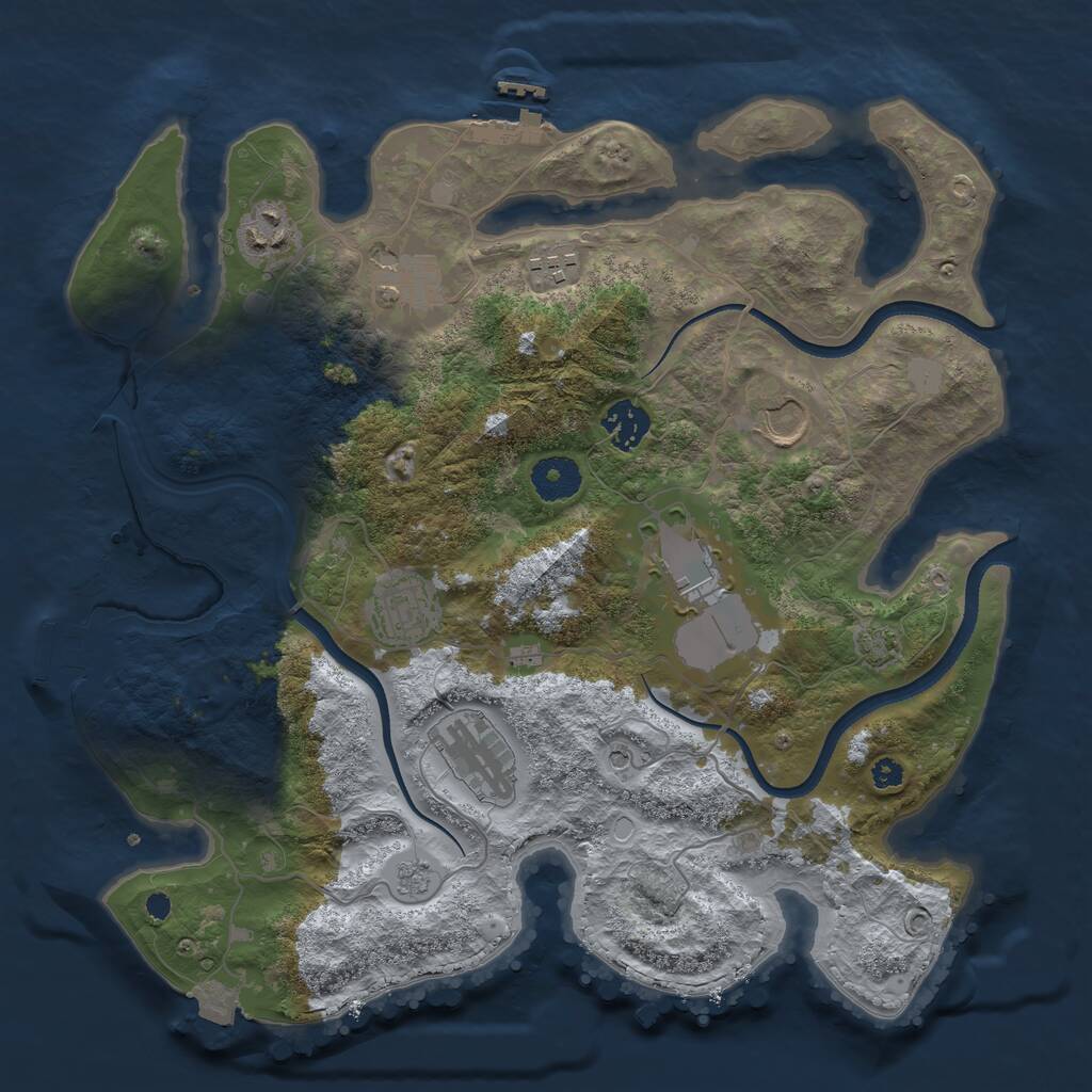 Rust Map: Procedural Map, Size: 3500, Seed: 1278625866, 14 Monuments