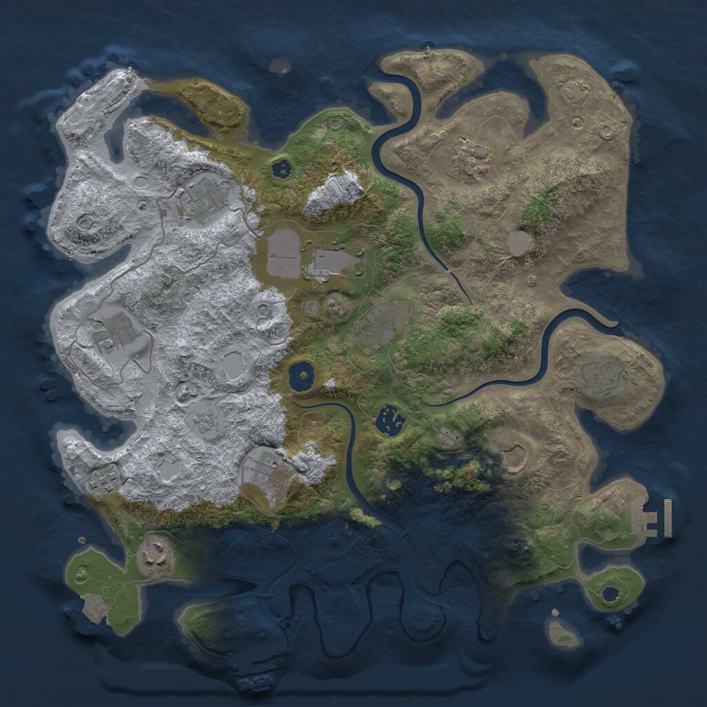 Rust Map: Procedural Map, Size: 3750, Seed: 1366082801, 17 Monuments