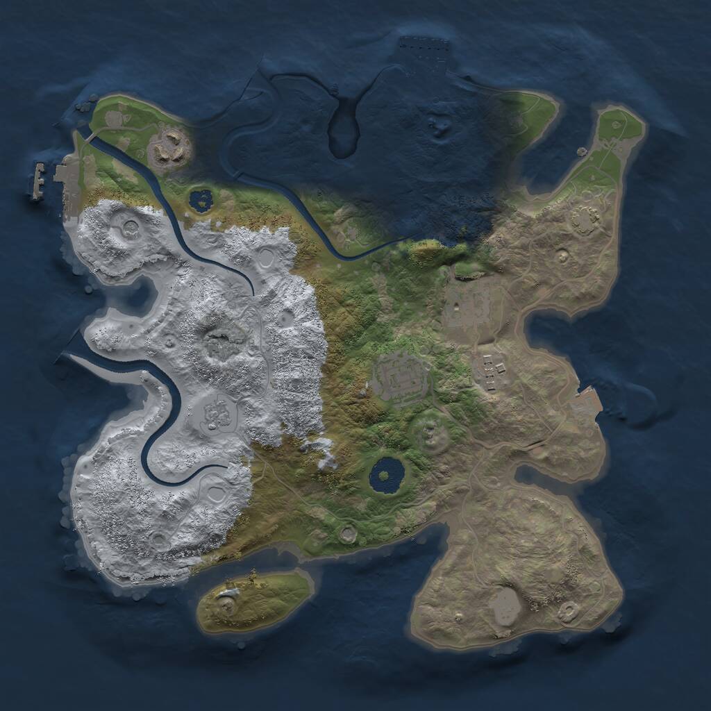 Rust Map: Procedural Map, Size: 3000, Seed: 25009, 10 Monuments