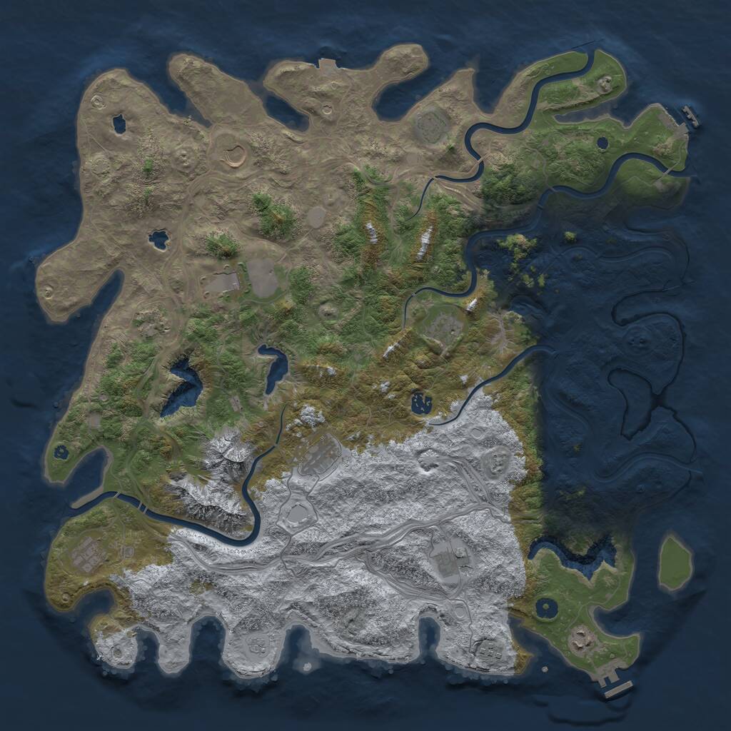 Rust Map: Procedural Map, Size: 5000, Seed: 984981, 17 Monuments