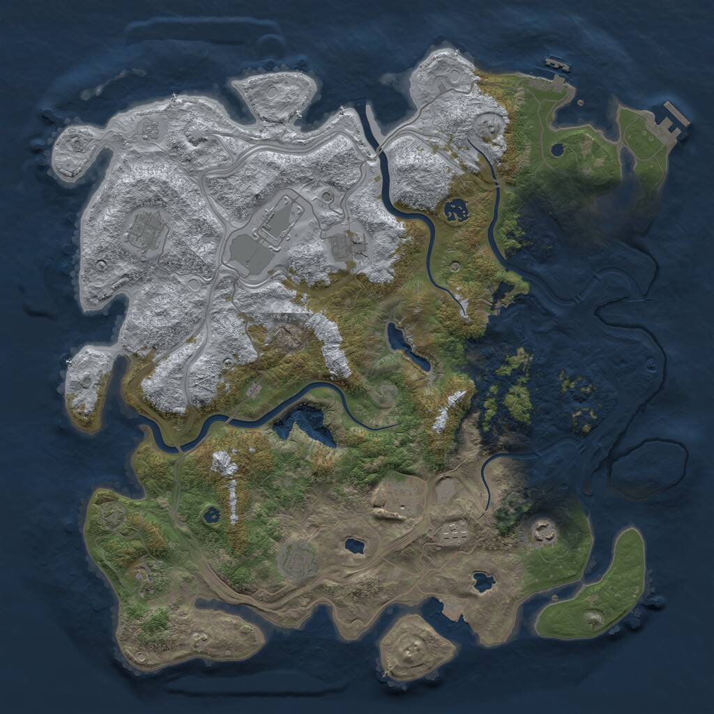 Rust Map: Procedural Map, Size: 4500, Seed: 1265881516, 15 Monuments