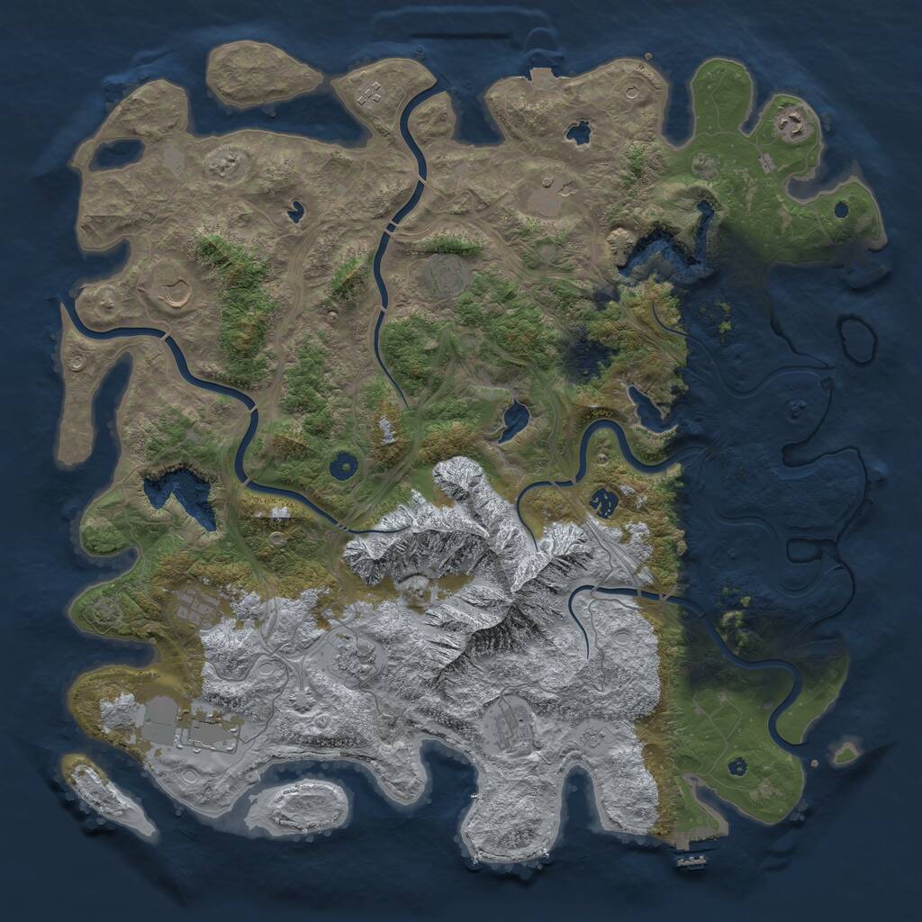 Rust Map: Procedural Map, Size: 5000, Seed: 119171, 16 Monuments