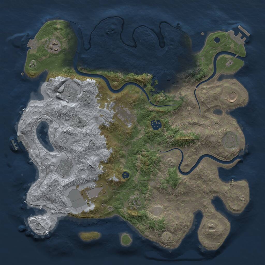 Rust Map: Procedural Map, Size: 3750, Seed: 1564583101, 17 Monuments