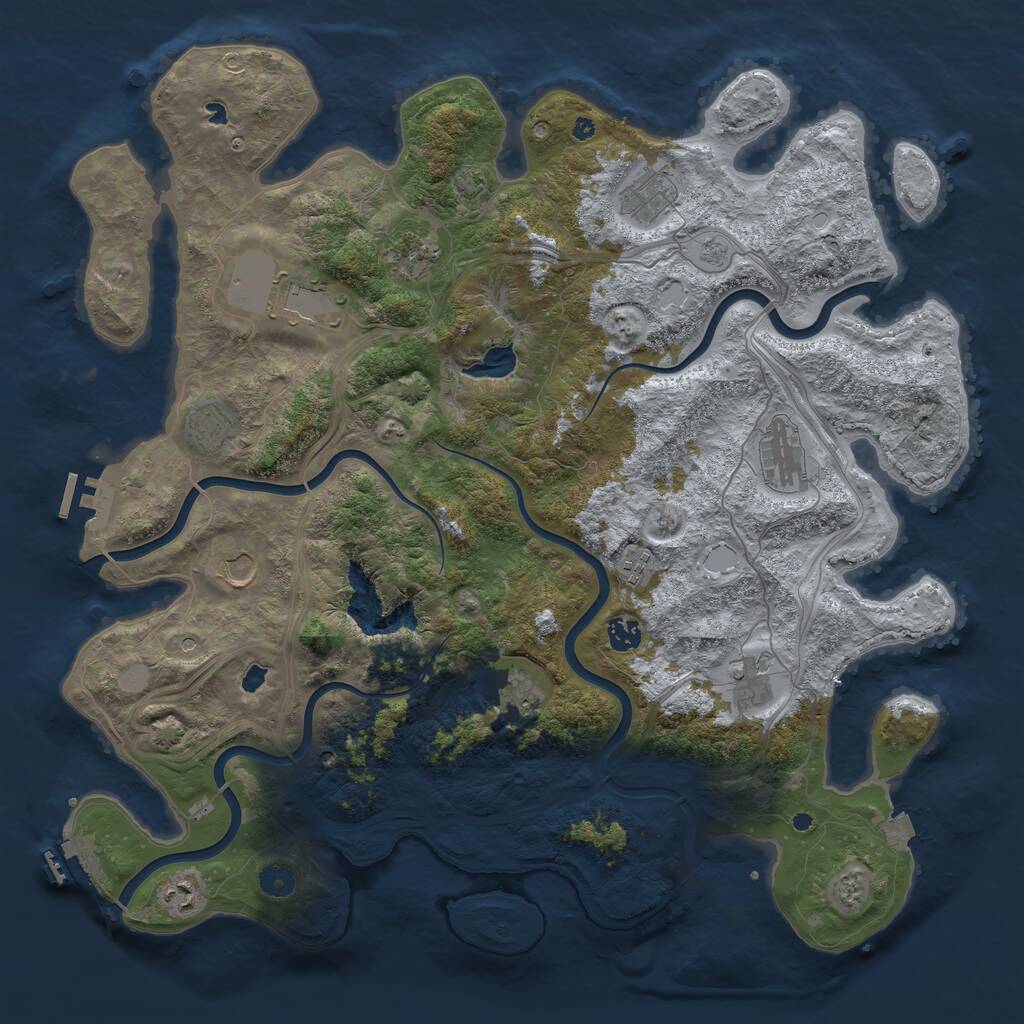 Rust Map: Procedural Map, Size: 4500, Seed: 1453055395, 17 Monuments