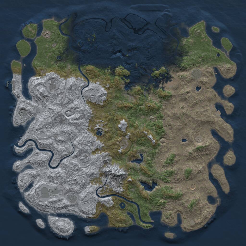 Rust Map: Procedural Map, Size: 6000, Seed: 1233386074, 17 Monuments