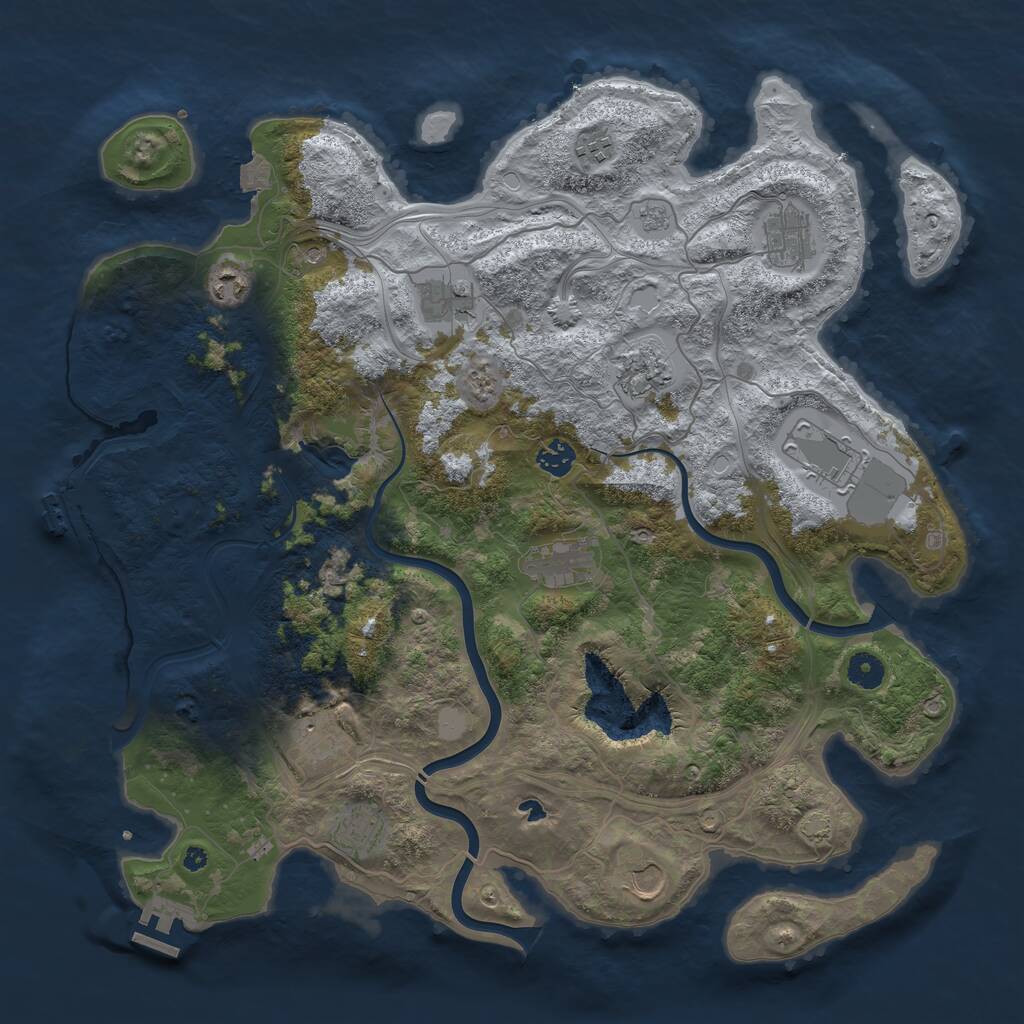 Rust Map: Procedural Map, Size: 4250, Seed: 1350477279, 17 Monuments