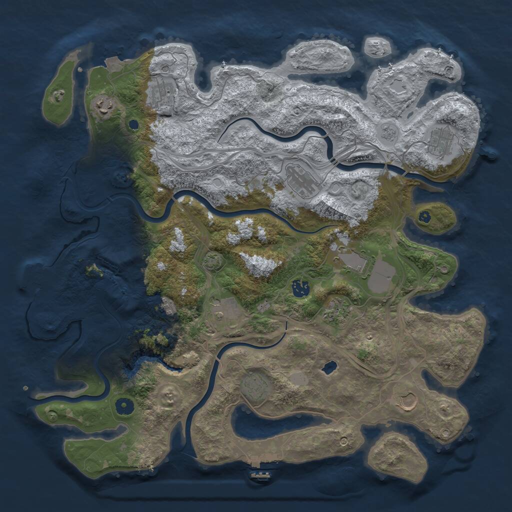 Rust Map: Procedural Map, Size: 4250, Seed: 599683368, 17 Monuments