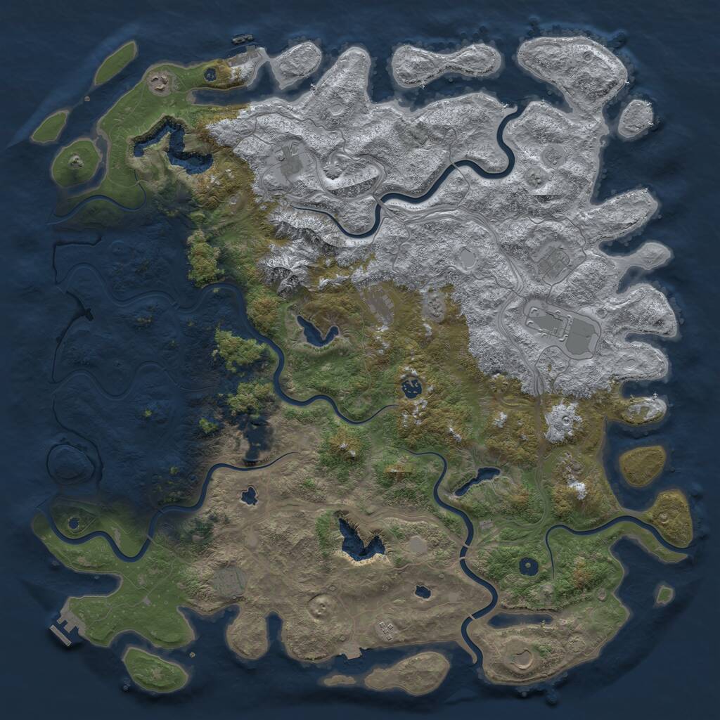 Rust Map: Procedural Map, Size: 5600, Seed: 1849248777, 17 Monuments