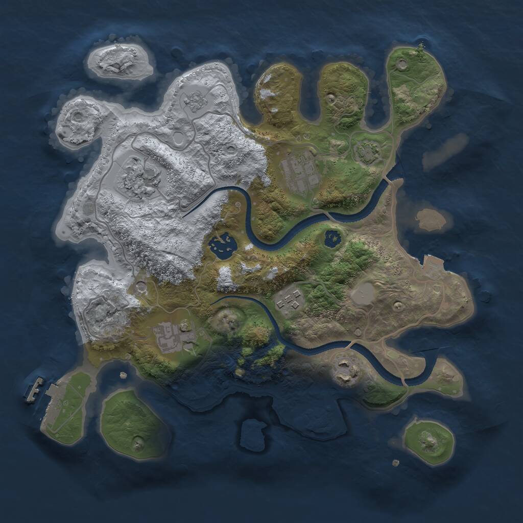 Rust Map: Procedural Map, Size: 3000, Seed: 2132361548, 11 Monuments