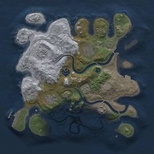 Thumbnail Rust Map: Procedural Map, Size: 3000, Seed: 2132361548, 11 Monuments