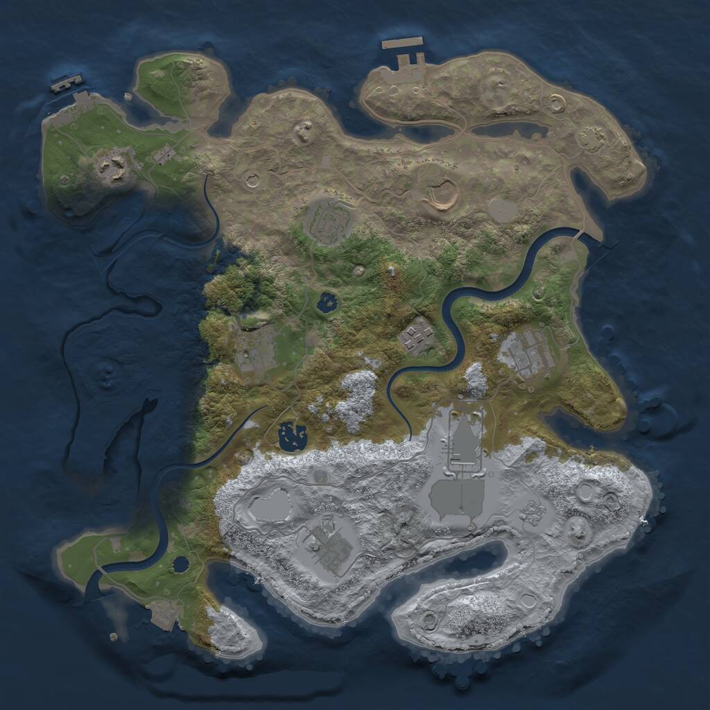 Rust Map: Procedural Map, Size: 3500, Seed: 348297612, 15 Monuments
