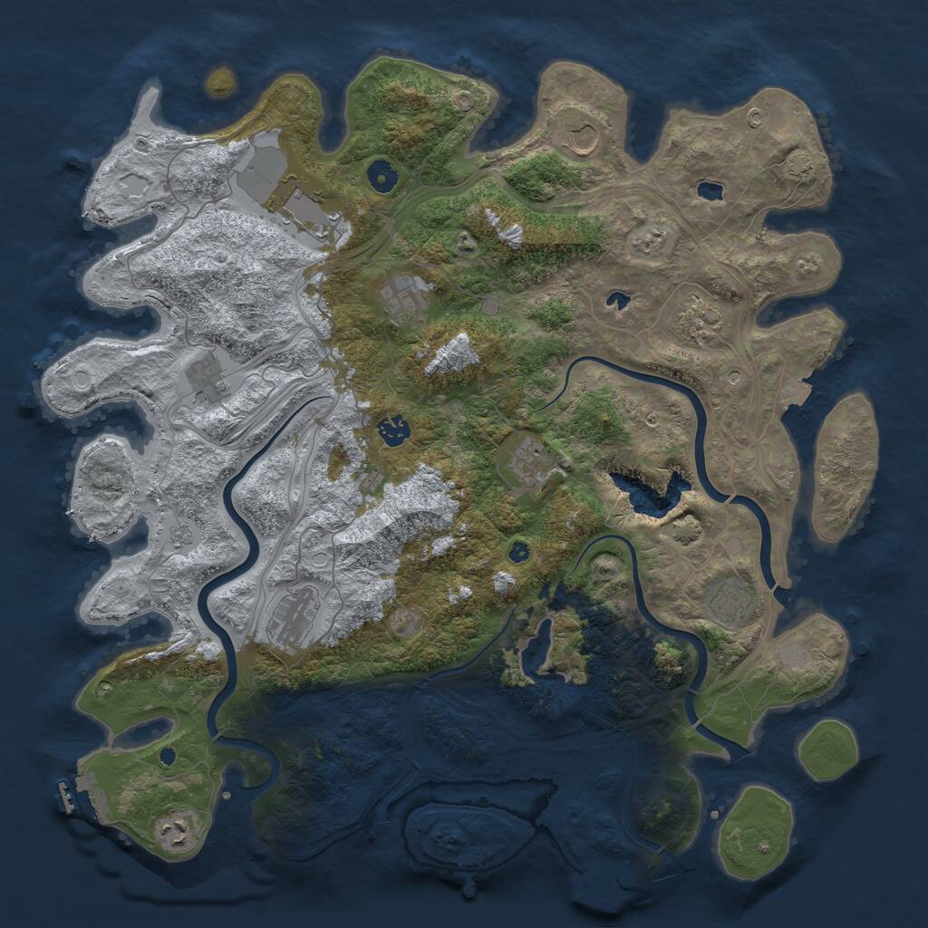 Rust Map: Procedural Map, Size: 4500, Seed: 607502628, 17 Monuments