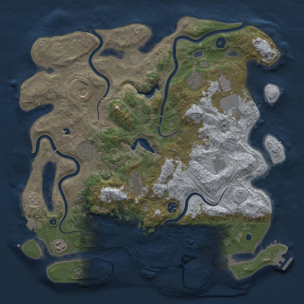 Rust Map: Procedural Map, Size: 4250, Seed: 2143062338, 15 Monuments