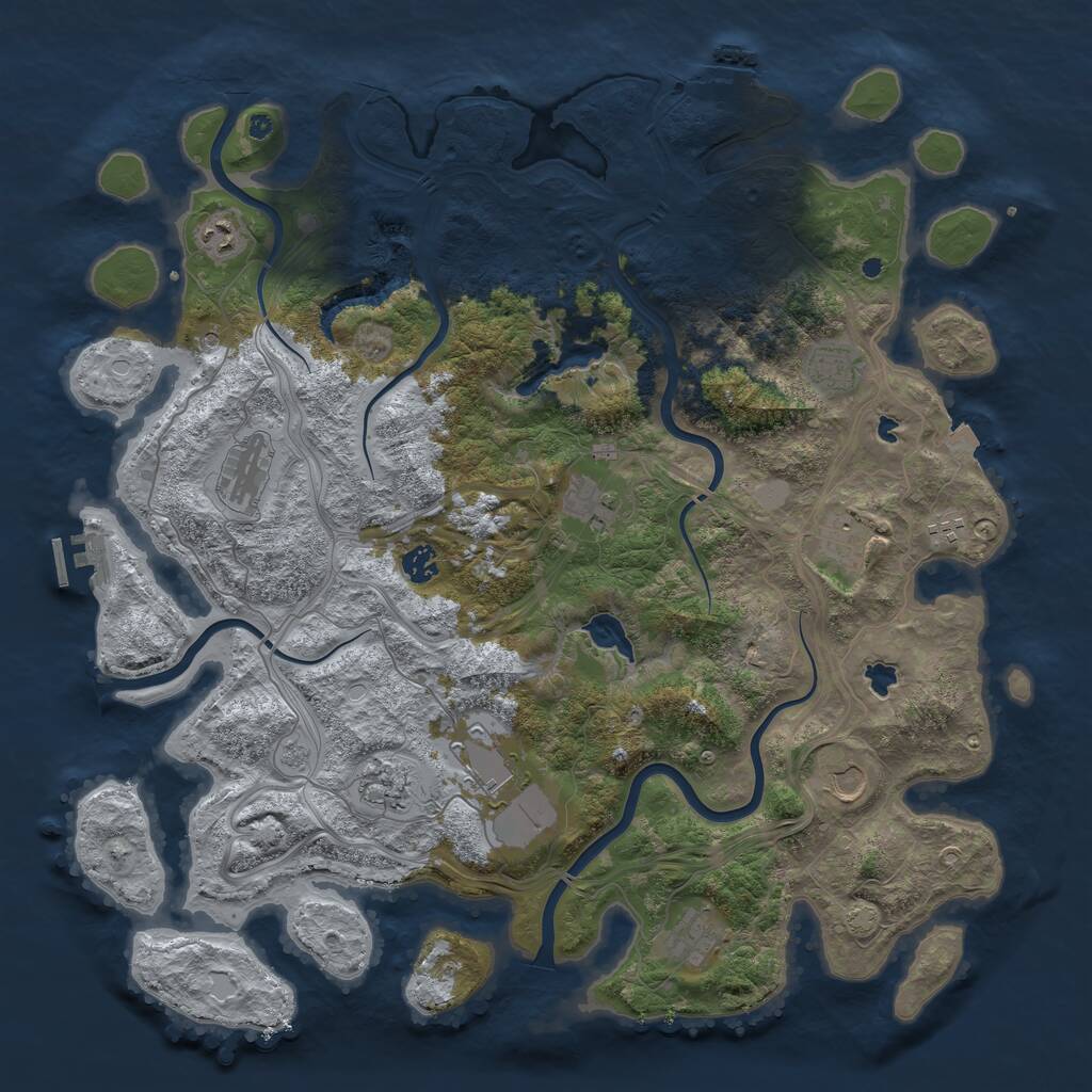 Rust Map: Procedural Map, Size: 4500, Seed: 2124227997, 17 Monuments