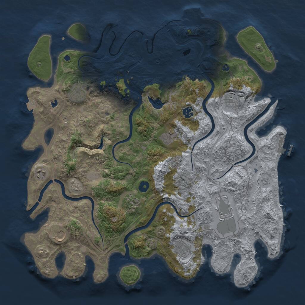 Rust Map: Procedural Map, Size: 4250, Seed: 1850827274, 16 Monuments
