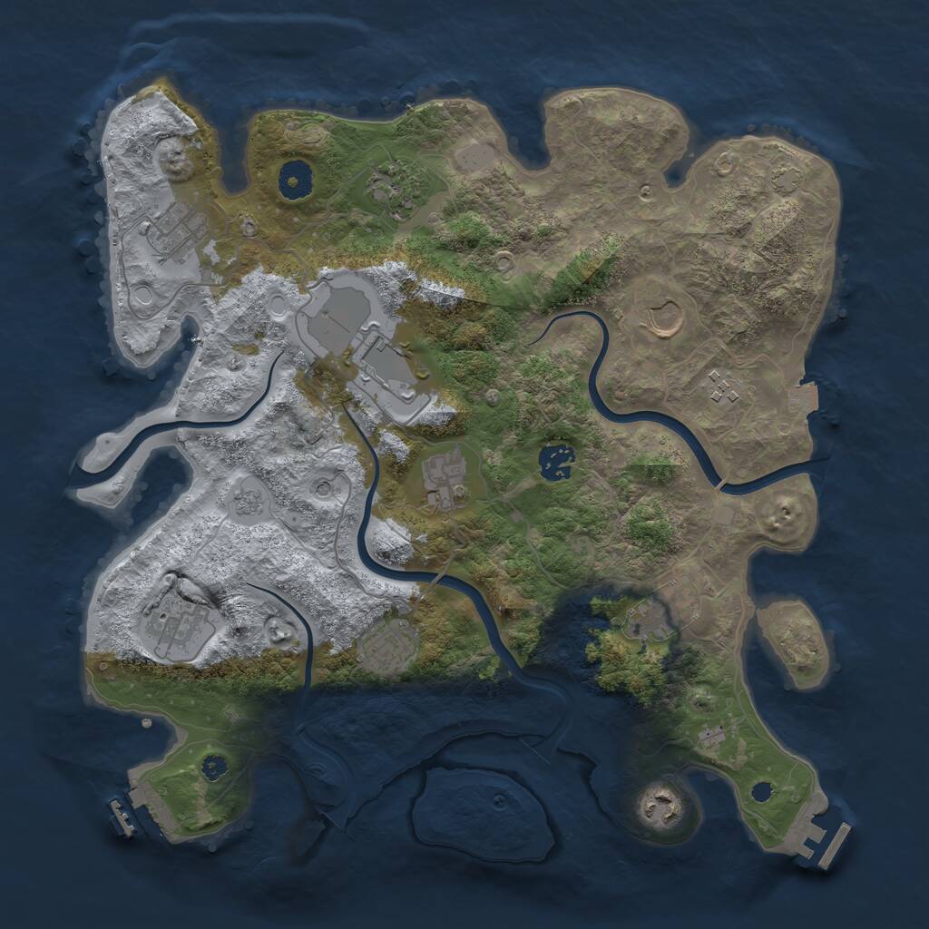 Rust Map: Procedural Map, Size: 3750, Seed: 46744614, 17 Monuments