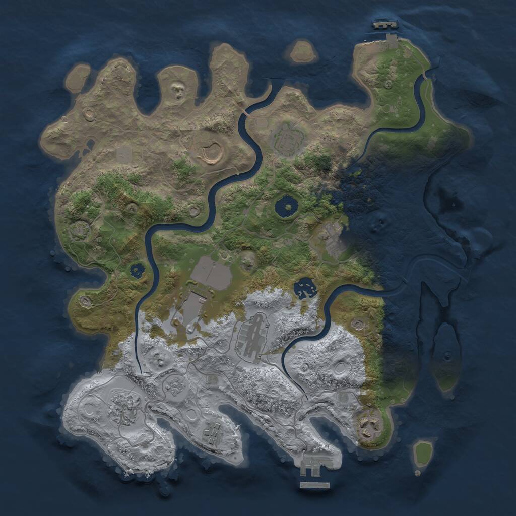 Rust Map: Procedural Map, Size: 3500, Seed: 1313536757, 15 Monuments