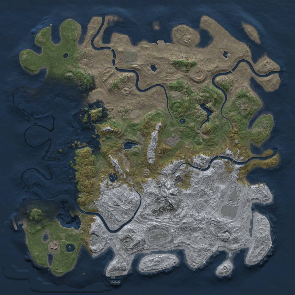 Rust Map: Procedural Map, Size: 5000, Seed: 1160120224, 17 Monuments