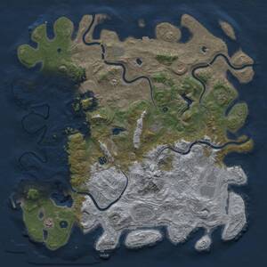 Thumbnail Rust Map: Procedural Map, Size: 5000, Seed: 1160120224, 17 Monuments