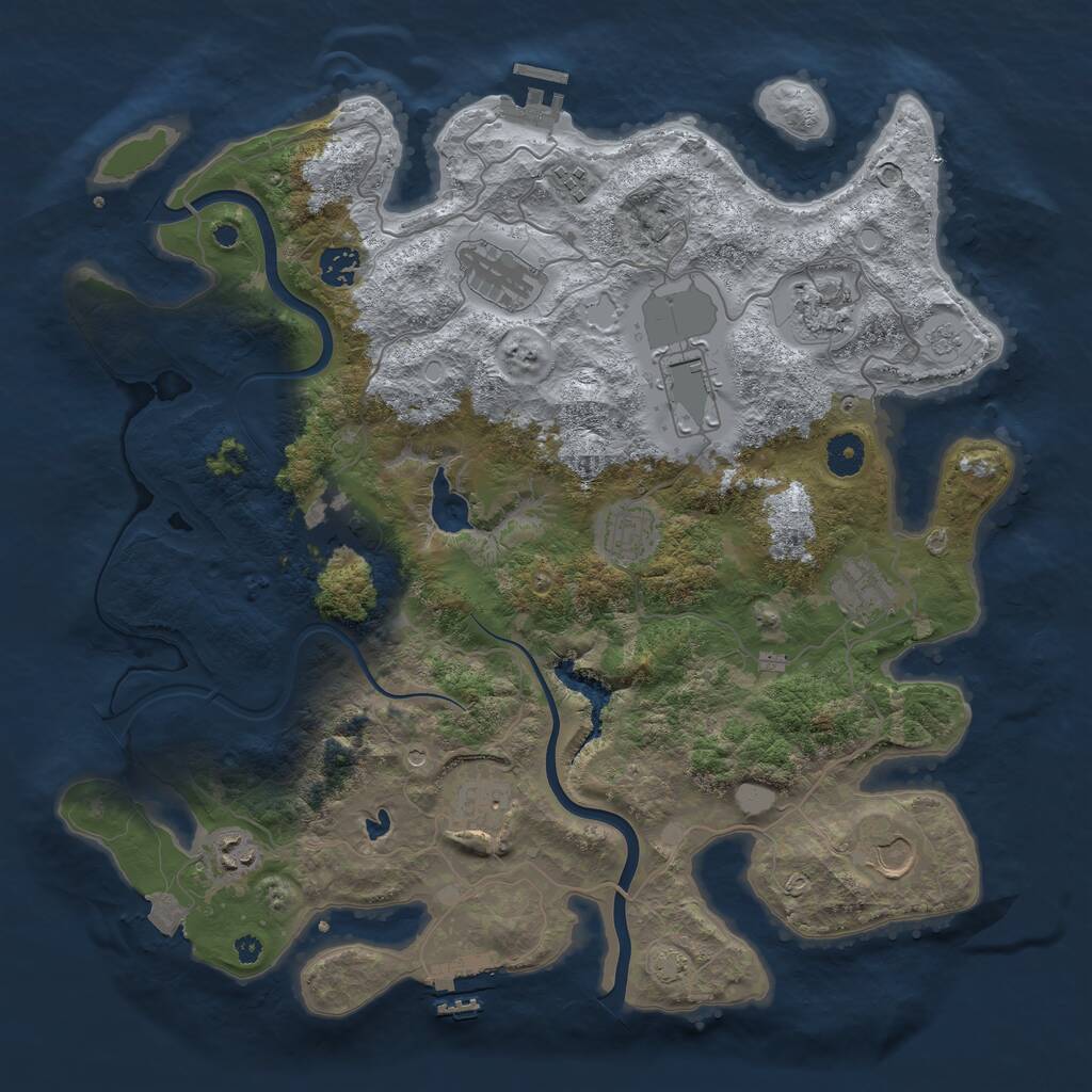 Rust Map: Procedural Map, Size: 4000, Seed: 1919156837, 17 Monuments