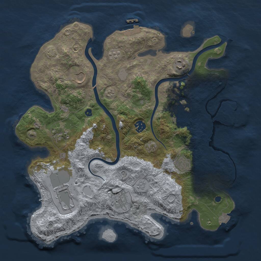 Rust Map: Procedural Map, Size: 3500, Seed: 881351657, 15 Monuments