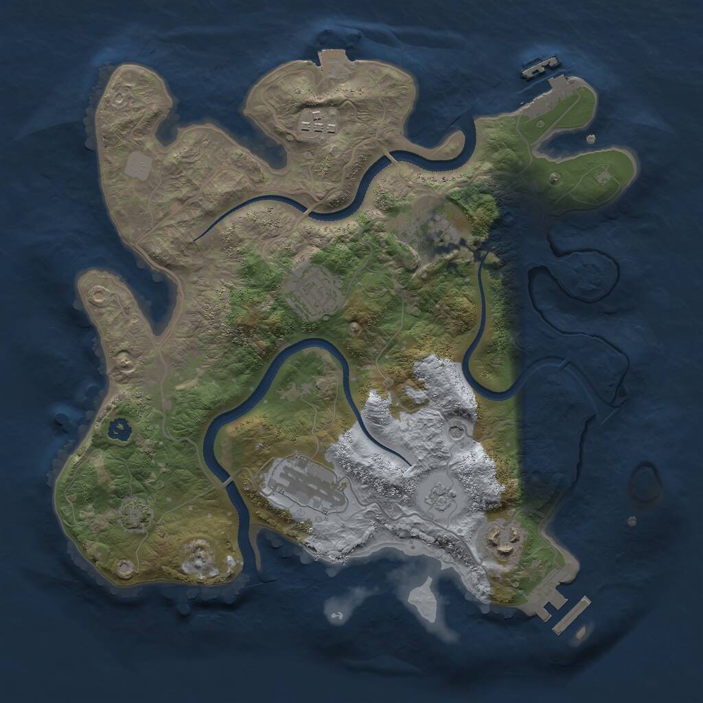 Rust Map: Procedural Map, Size: 3000, Seed: 238095333, 11 Monuments