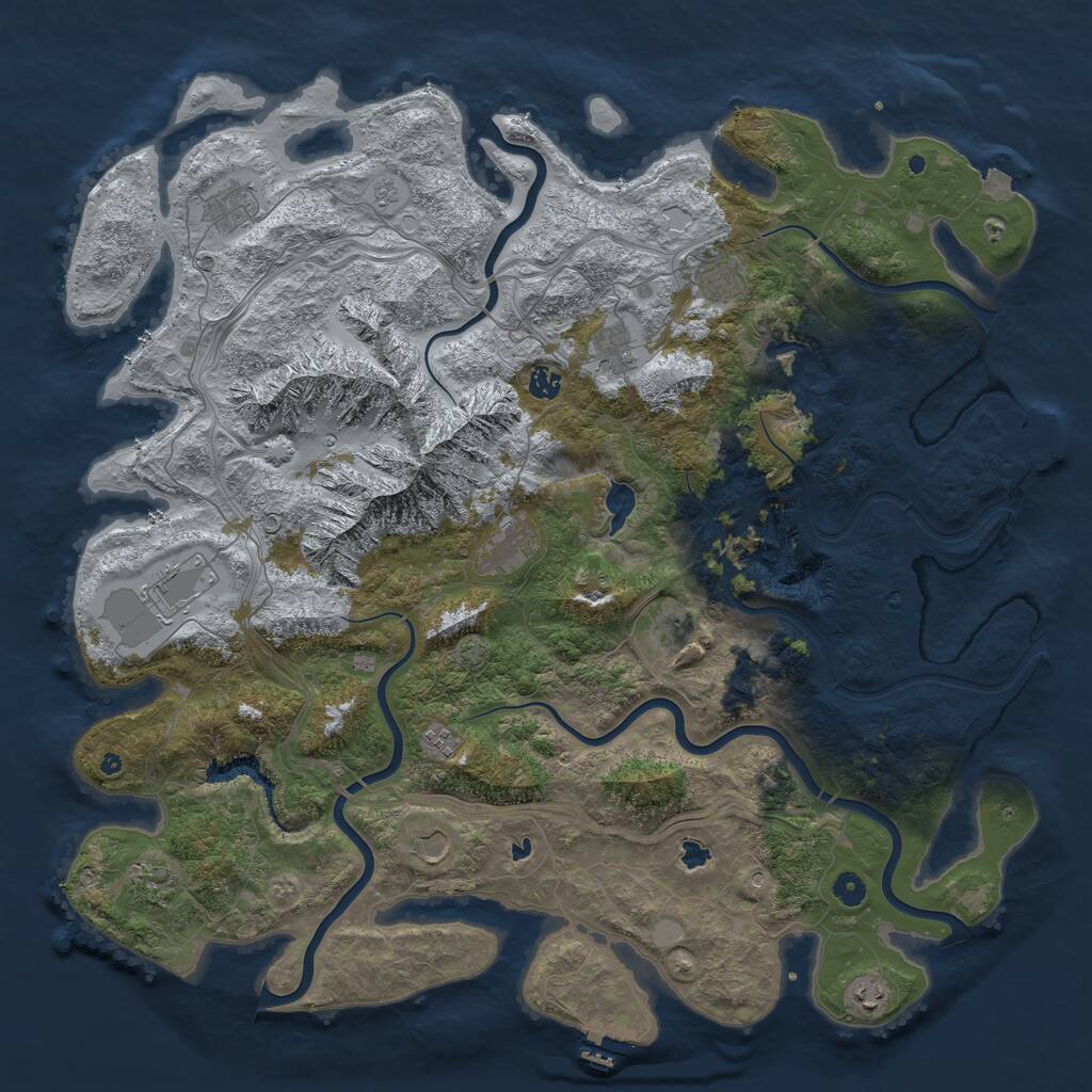Rust Map: Procedural Map, Size: 5000, Seed: 1021447413, 17 Monuments