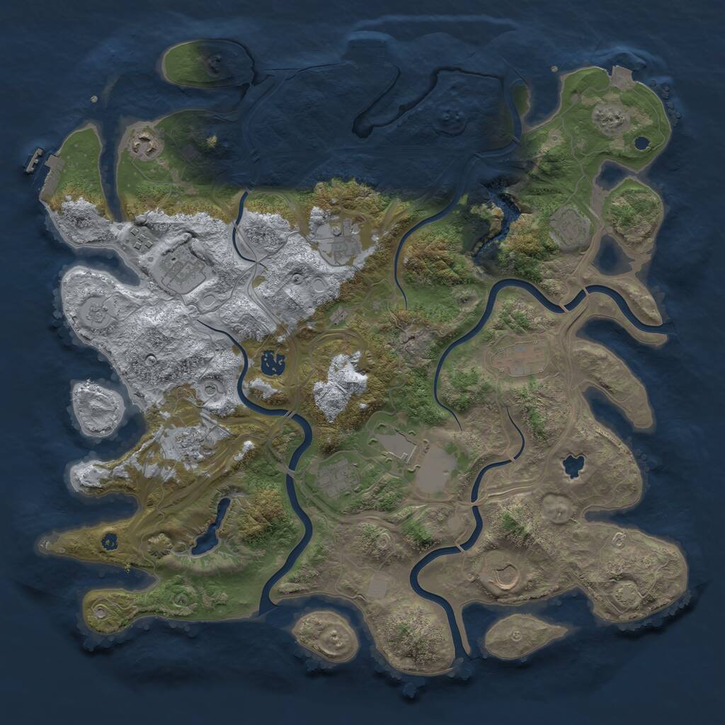 Rust Map: Procedural Map, Size: 4250, Seed: 1187485588, 17 Monuments